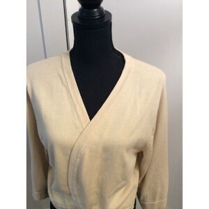 Norm Thompson Beige Sweater Shrug Cardigan Large L Cotton